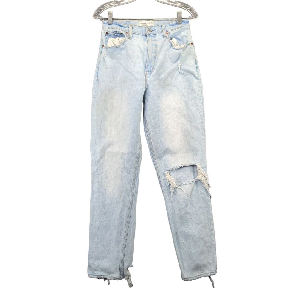 Abercrombie & Fitch Womens The 90’s Straight Ultra High Rise Jeans SZ 28 6R Blue